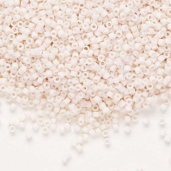 Seed bead, Delica®, glass, pkg/7.5g, #11 round, opaque matte bisque white (DB-1510-1). image number 0