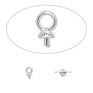 Cup, sterling silver, 3mm cup with 2mm peg, fits 3-6mm bead. Sold per pkg of 4.