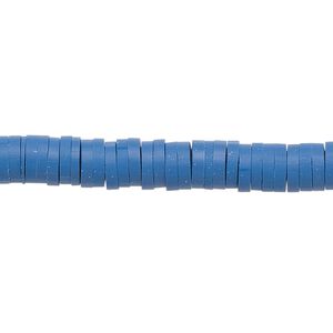 Bead, polymer clay, opaque dark blue, 6x1.5mm heishi. Sold per pkg of (2) 15-1/2" to 16" strands.
