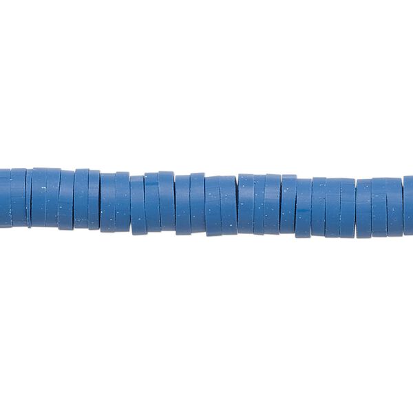 Bead, polymer clay, opaque dark blue, 6x1.5mm heishi. Sold per pkg of (2) 15-1/2" to 16" strands. image number 0