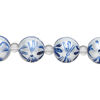 Bead, glass 1pkg8, opaque white and dark blue, 12mm hand-painted round. image number 0