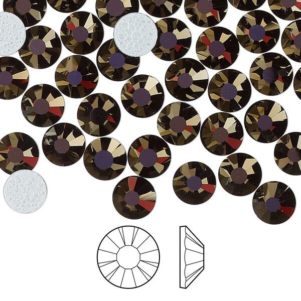 Flat back 288pk jet odyssey foil back, Preciosa MAXIMA Czech crystal hotfix rhinestone 6.3-6.5mm chaton rose round SS30 image number 0