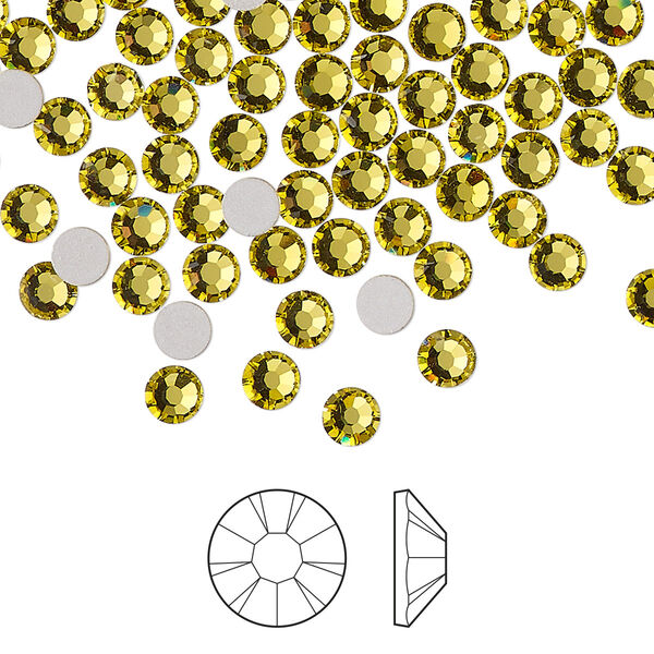 Flat back 144pk acid yellow foil back, Preciosa MAXIMA Czech crystal rhinestone 3.8-4mm chaton rose round SS16 image number 0