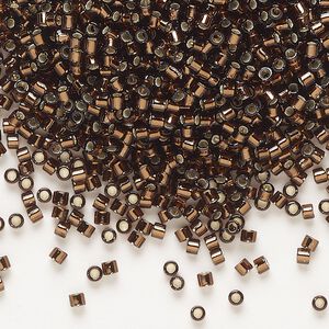 Seed bead, Delica®, glass, pkg/7.5g, #10 round, transparent silver-lined root beer (DBM-0150).