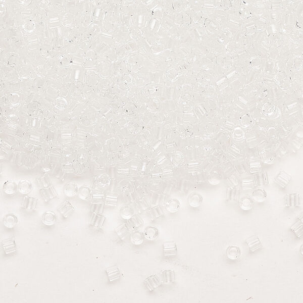 Seed bead, Delica®, glass, pkg/7.5g, #10 round, transparent crystal clear (DBM-0141). image number 0