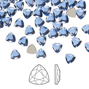 Flat back 12pk sapphire foil back, Crystal Passions® 5mm trilliant 2472