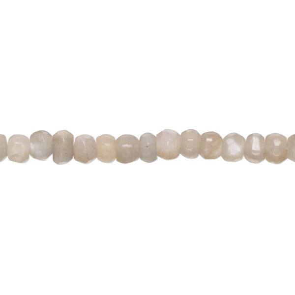 Bead, peach moonstone / grey moonstone / coffee moonstone (natural), 4x2mm-5x4mm hand-cut faceted rondelle with 0.4-1.4mm hole, B grade, Mohs hardness 6 to 6-1/2. Sold per 10-inch strand, approximately 80 beads. image number 0