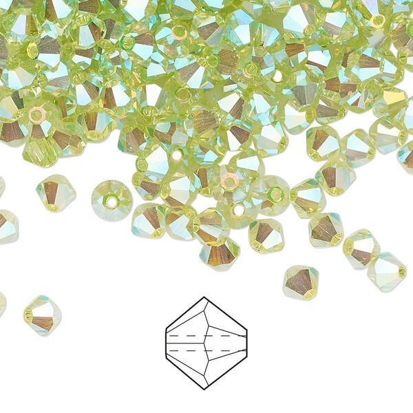Bead 48pk limecicle AB 2X, Preciosa Czech crystal 4mm bicone image number 0