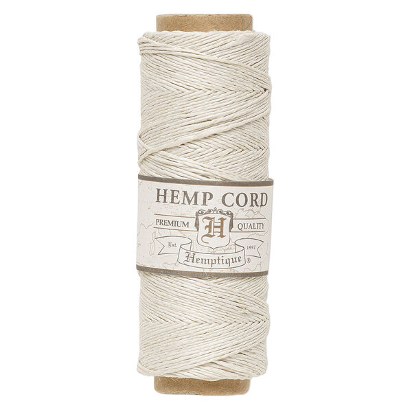 Cord, Hemptique®, polished hemp, natural, 0.5mm diameter, 10-pound test. Sold per 205-foot spool. image number 0