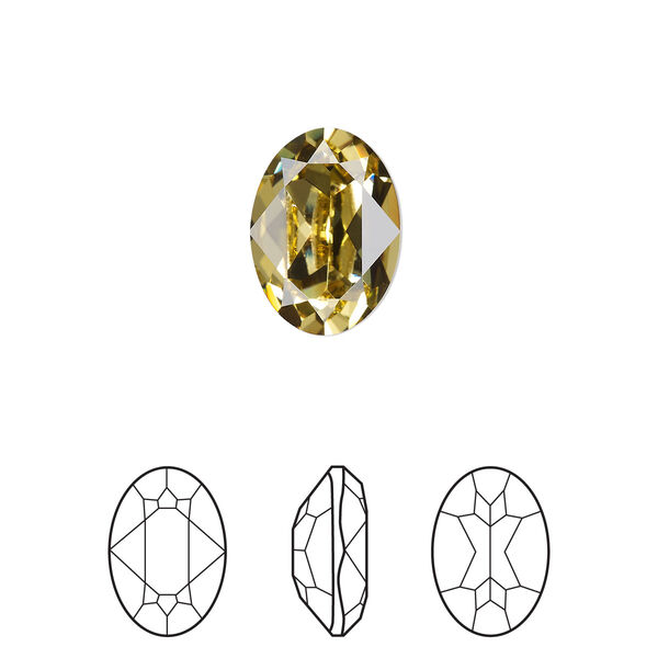 Fancy stone 1pk dark jonquil foil back, Crystal Passions® Regenerated 14x10mm oval 4120 image number 0