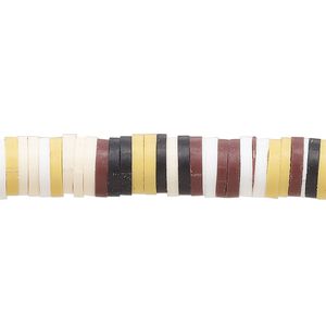 Bead, polymer clay, opaque multi-brown, 8x2mm heishi. Sold per pkg of (2) 16-inch strands.