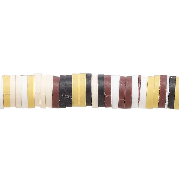 Bead, polymer clay, opaque multi-brown, 8x2mm heishi. Sold per pkg of (2) 16-inch strands. image number 0