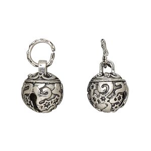 Bell, silver-finished brass, 12mm with star design and clapper. Sold individually.