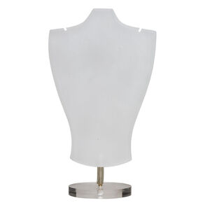 Display, necklace, acrylic, frosted clear, 7 x 4 x 2-3/8 inches. Sold individually.