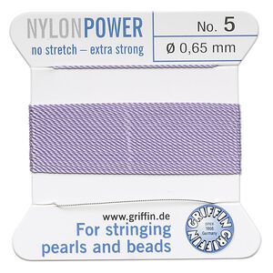 Thread, Griffin, nylon, lilac, size #5. Sold per 2-meter card (approximately 78 inches).