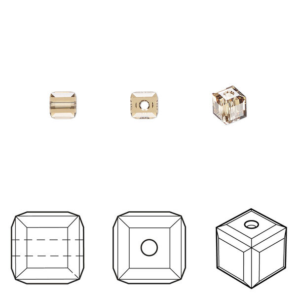 Bead 48pk light Colorado topaz, Crystal Passions® 4mm cube 5601 image number 0