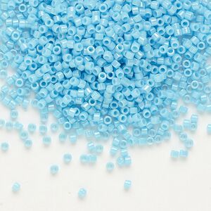 Seed bead, Delica®, glass, pkg/250g, #11 round, opaque rainbow luster turquoise blue (DB-0215).