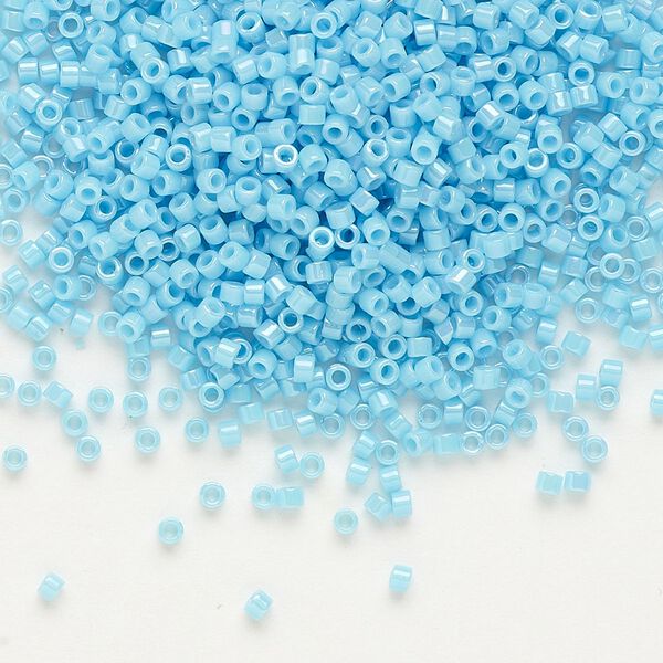 Seed bead, Delica®, glass, pkg/250g, #11 round, opaque rainbow luster turquoise blue (DB-0215). image number 0