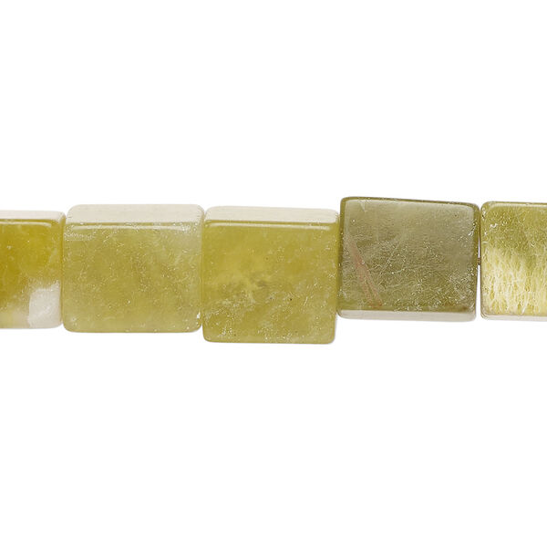 Olive new "jade" 1pkg1, cube bead natural, 15 inch 9-11mm image number 0