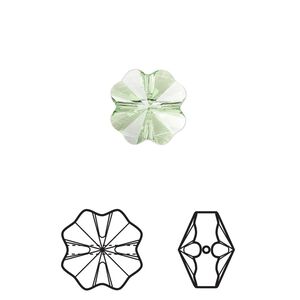 Bead 4pk peridot, Crystal Passions® 12mm clover 5752