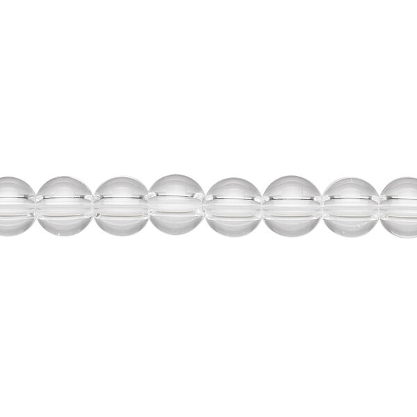 Bead, quartz crystal (natural), 6mm round, A- grade, Mohs hardness 7. Sold per 8-inch strand, approximately 35 beads. image number 0