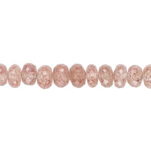 Strawberry quartz 1pkg1, hand-cut faceted rondelle bead natural 14 inch 6x4mm-7x5mm