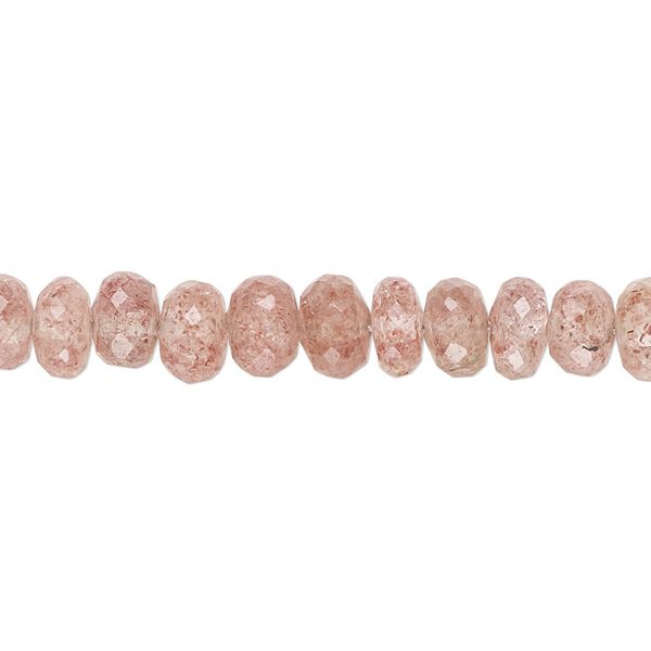 Strawberry quartz 1pkg1, hand-cut faceted rondelle bead natural 14 inch 6x4mm-7x5mm image number 0