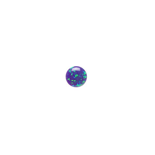 Cabochon, "opal" (silica and epoxy) (man-made), dark blue, 6mm calibrated round. Sold per pkg of 2. image number 0