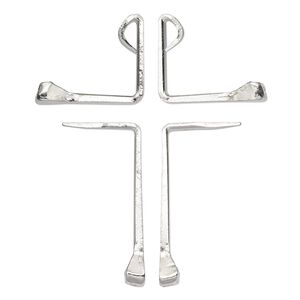 Component, imitation rhodium-plated carbon steel, 55x47mm assembled horseshoe nail cross. Sold per 4-piece set.