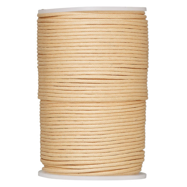 Cord, waxed cotton, peach, 2mm round. Sold per 100-meter spool. image number 0