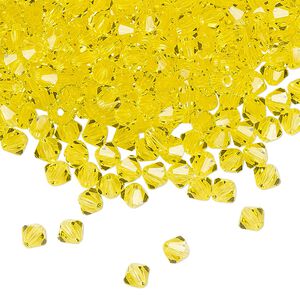 Bead 48pk citrine, Preciosa Czech crystal 4mm bicone