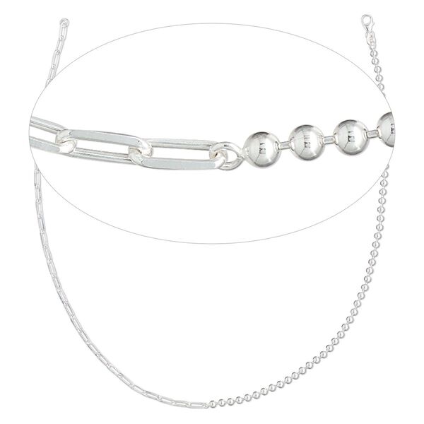 Sterling silver 1pkg1, cut cable / ball chain 16 inch 3.3mm / 3mm image number 0