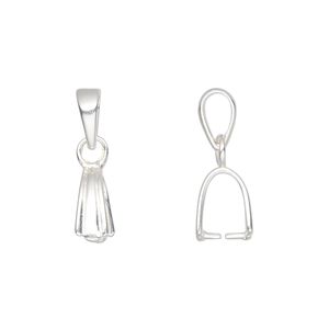 Bail, ice-pick, sterling silver, 20.5x4mm 7.5mm grip length. Sold individually.