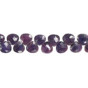 Blue sapphire 1pkg1, hand-cut top-drilled faceted puffed teardrop bead 7 inch 5-6mm