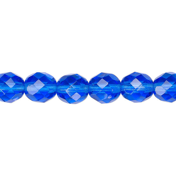 Bead, Czech fire-polished glass, light cobalt, 8mm faceted round. Sold per pkg of 600 (1/2 mass). image number 0