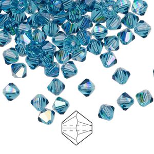 Bead 144pk indicolite AB, Preciosa Czech crystal 5mm bicone