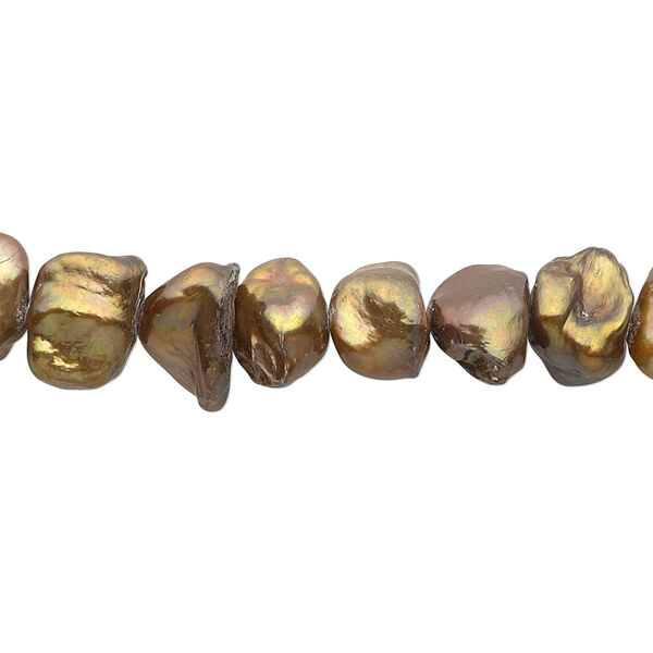 Pearl, cultured freshwater (dyed), antique copper, 9x8mm-10x9mm petal, D grade, Mohs hardness 2-1/2 to 4. Sold per 16-inch strand. image number 0