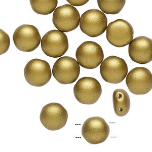 Bead, Preciosa Candy™, Czech pressed glass, opaque satin bronze, 8mm candy with (2) 0.8-0.9mm holes. Sold per pkg of 20.