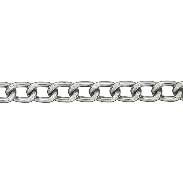 Chain 1pkg1 curb, 4mm, aluminum / anodized metallic grey 25 foot unfinished image number 0