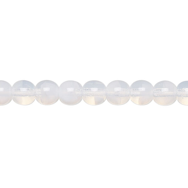 Bead, Preciosa, Czech glass druk, translucent white opal, 6mm round. Sold per 15-1/2" to 16" strand. image number 0