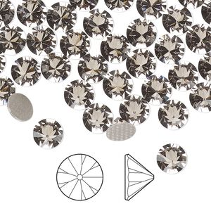 Flat back 144pk black diamond foil back, Preciosa Czech crystal hotfix rhinestone 6.14-6.32mm cone SS29