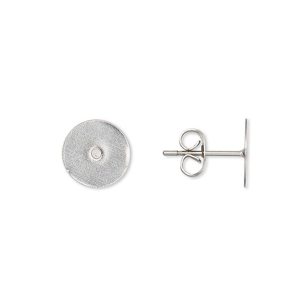 Earstud, stainless steel, 10mm flat pad. Sold per pkg of 10 pairs. image number 0