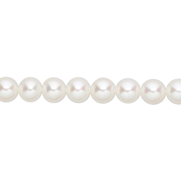 Pearl, cultured freshwater (bleached), white, 6-7mm semi-round, B grade, Mohs hardness 2-1/2 to 4. Sold per 15-1/2" to 16" strand. image number 0