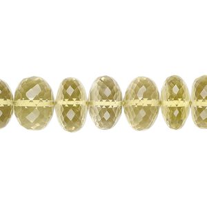 Lemon quartz 1pkg1, hand-cut micro-faceted rondelle bead 8 inch 11x7mm-12x9mm