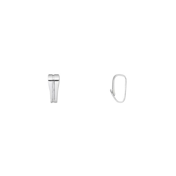 Bail, pendant, silver-plated brass, 7x3mm. Sold per pkg of 100. image number 0