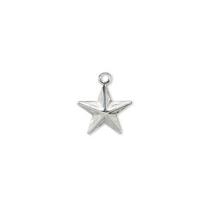 Charm, silver-plated brass, 10mm star. Sold per pkg of 50.