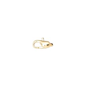 Clasp lobster claw 1pkg10 gold-plated, 9x4mm, brass 1-strand