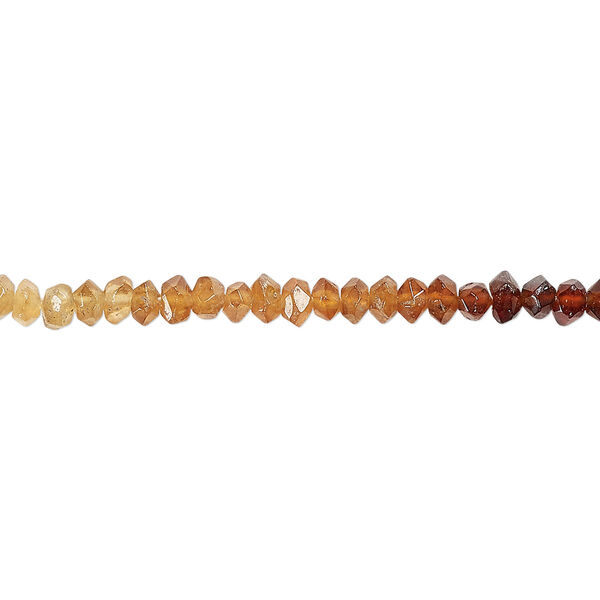 Bead, hessonite garnet (natural), shaded, 3x2mm-4x3mm hand-cut faceted saucer, B grade, Mohs hardness 7 to 7-1/2. Sold per 13-inch strand. image number 0