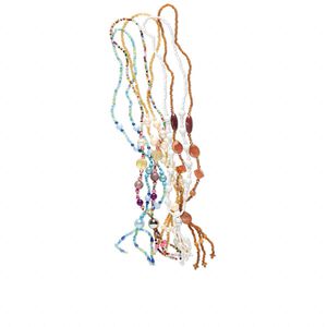 Necklace mix, glass and acrylic, multicolored, multi-shapes in multi-sizes,15" to 16" continuous loop with tassel. Sold per pkg of 5.