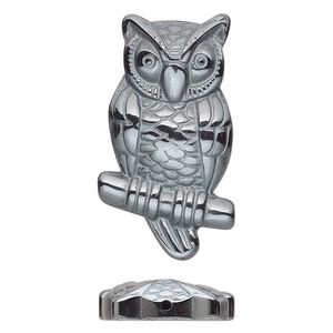 Hemalyke™ 1pkg1, half-drilled 1-sided owl focal 32.5x18mm